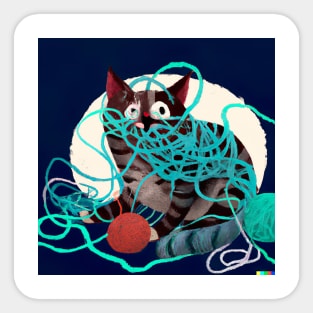 Cat Design- Entangled messy cat Sticker